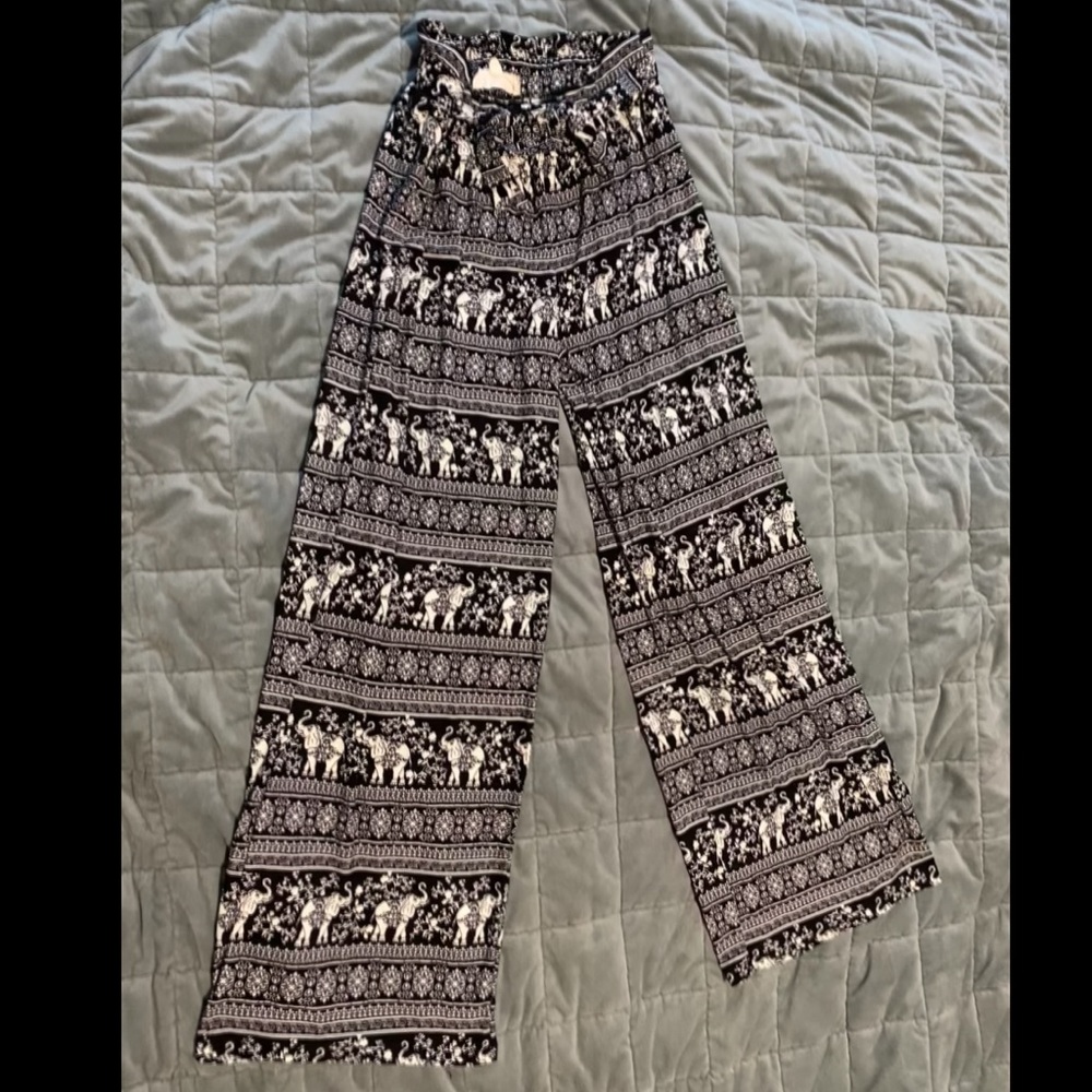 Elephant print flowing pants
